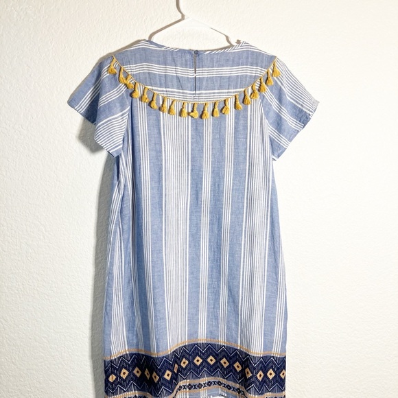 Anthro🔥SALE🔥 THML blue/white stripe dress with embroidered detail M - Picture 4 of 12